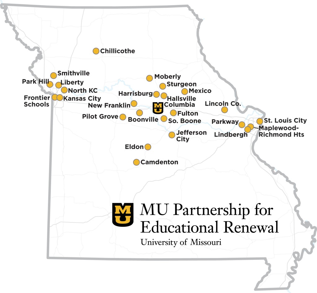 Map showing partner school districts